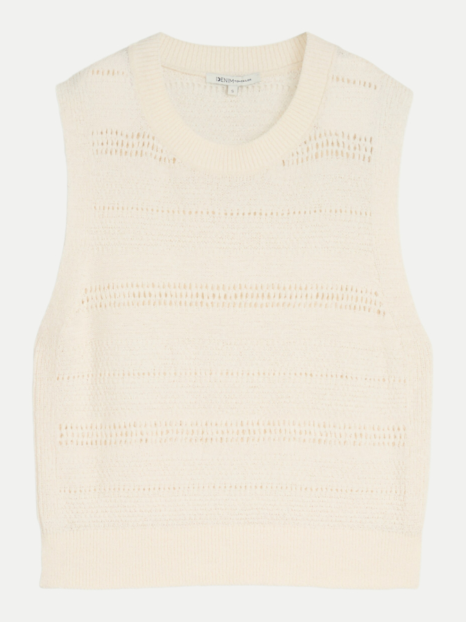 Tom Tailor Denim Strickweste mit Lochmuster bei Robert Ley