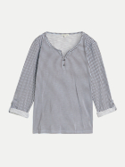Tom Tailor Casual Langarmshirt mit Henley-Kragen 40770-small blue brown dot print bei Robert Ley