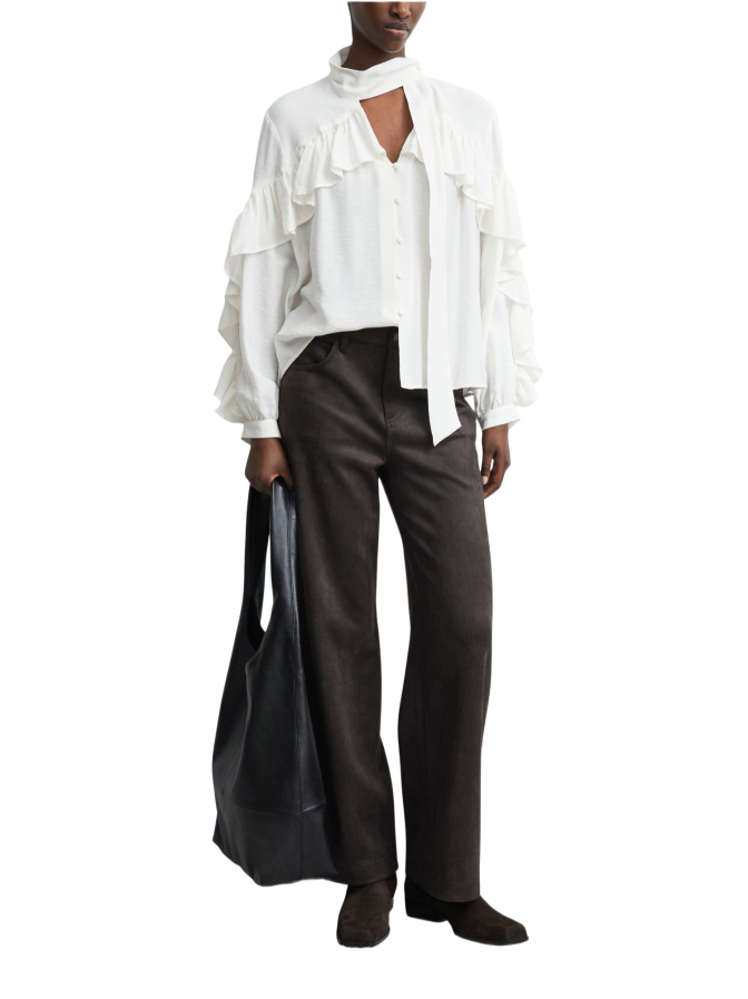 Comma Wide-Leg Hose in Velourslederoptik bei Robert Ley