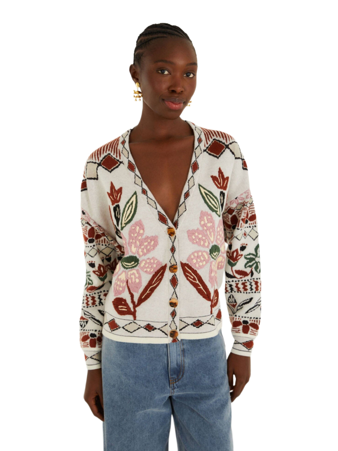 Farm Rio Strickjacke mit Ainika-Stickerei und Blumenmuster bei Robert Ley