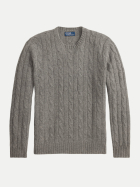 Polo Ralph Lauren Kaschmirpullover mit Zopfmuster 009fawngreyheather bei Robert Ley