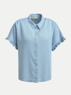 Smith & Soul Denim- Bluse mit Rüschen am Ärmelsaum 697-LIGHT DENIM bei Robert Ley