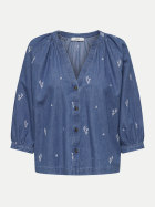 JDY 3/4 Bluse KAI 177934001-Light Blue Denim/CLOUD DANCER EMB bei Robert Ley