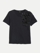 s.Oliver BLACK LABEL T-Shirt mit Blumen-Applikation 9999-GREY/BLACK bei Robert Ley