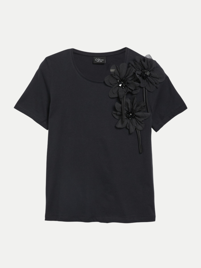 s.Oliver BLACK LABEL T-Shirt mit Blumen-Applikation bei Robert Ley