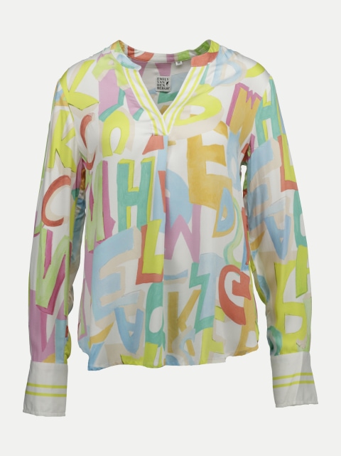 Emily Van Den Bergh Stehkragenbluse mit Lettering bei Robert Ley
