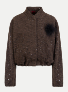 White Label Bouclé-Kurzjacke mit Pailletten und Brosche 280-braun bei Robert Ley