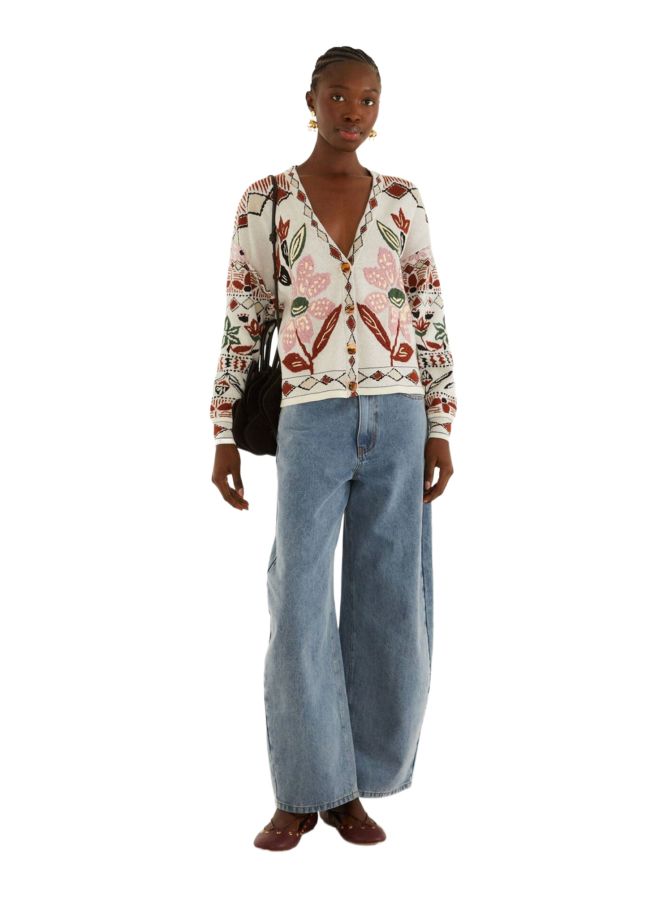 Farm Rio Strickjacke mit Ainika-Stickerei und Blumenmuster bei Robert Ley