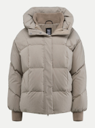 Bomboogie Kurze Daunenjacke in Samtoptik mit Streifenprint 170-oyster shell bei Robert Ley