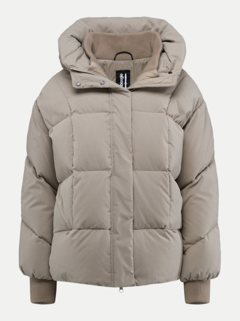 Bomboogie Kurze Daunenjacke in Samtoptik mit Streifenprint bei Robert Ley