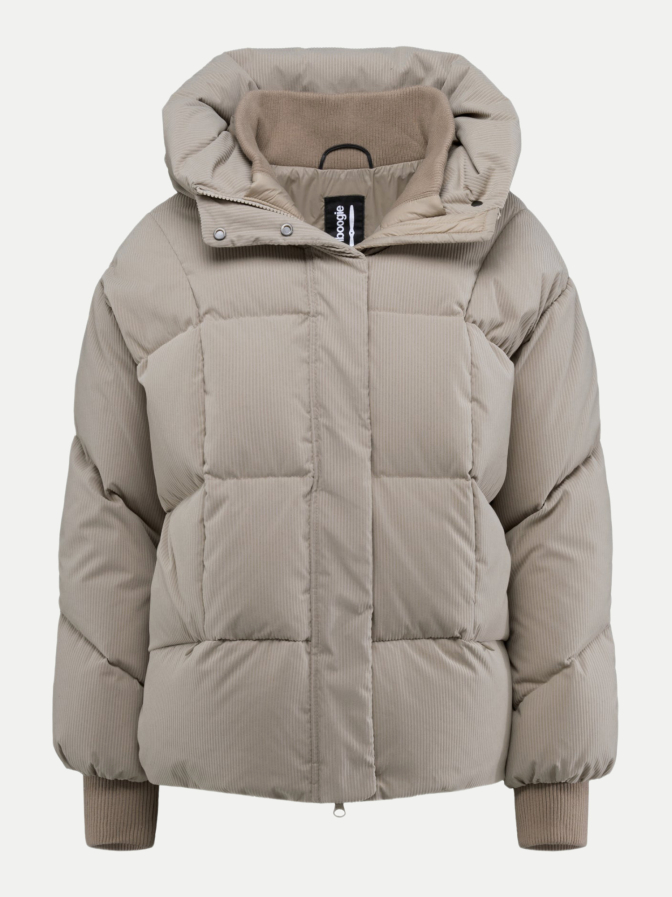 Bomboogie Kurze Daunenjacke in Samtoptik mit Streifenprint bei Robert Ley