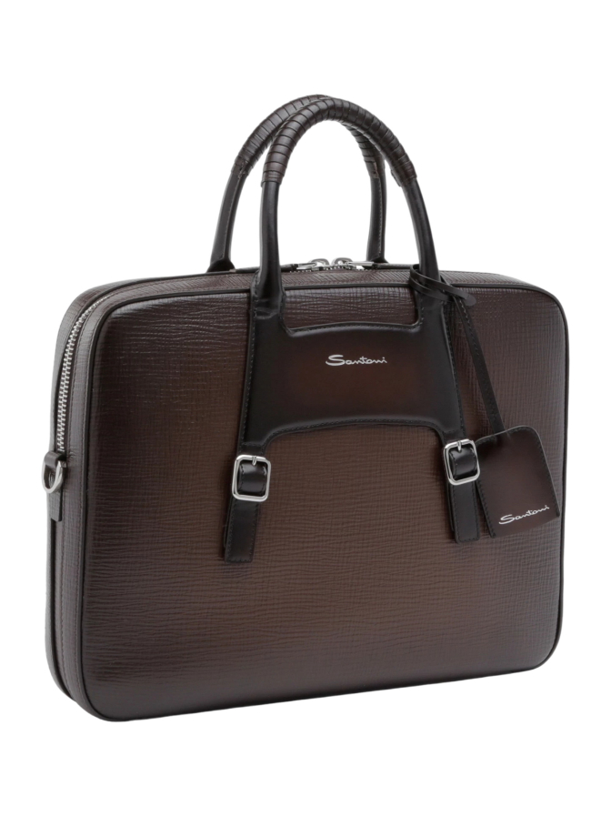 Santoni Aktentasche aus geprägtem Leder bei Robert Ley