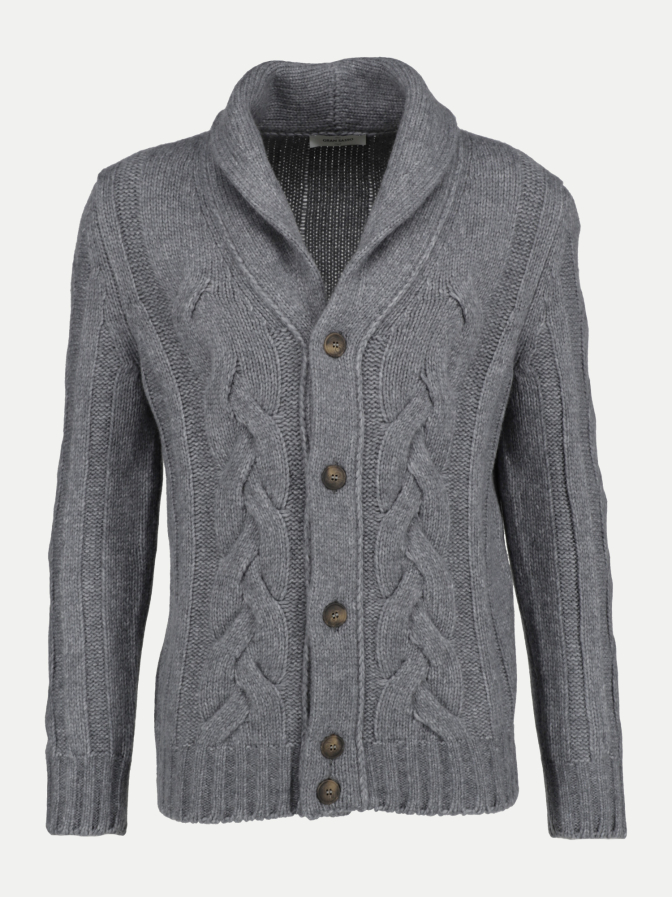 GRAN SASSO Strickjacke  Zopfmuster/Schalkragen bei Robert Ley