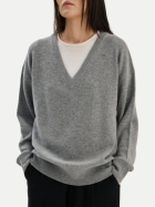 Rhea. Feinstrickpullover V-Ausschnitt SW14.05 mid grey bei Robert Ley