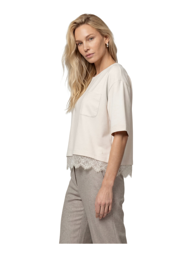 Monari Kurzarm-Sweatshirt mit Spitzenborte bei Robert Ley