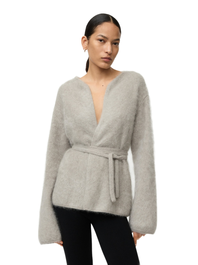 Soft Goat Gebürstete Kaschmir-Strickjacke mit Gürtel bei Robert Ley