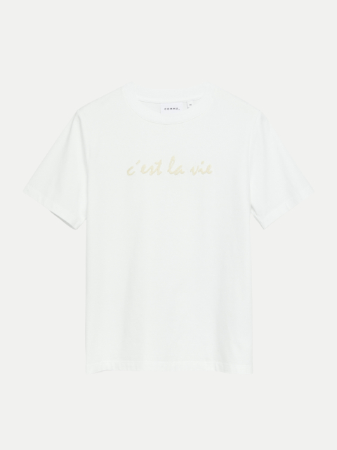 Comma T-Shirt mit Schriftzug bei Robert Ley