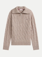 Tommy Hilfiger Wollpullover mit Zopfmuster HH0-BROWN bei Robert Ley