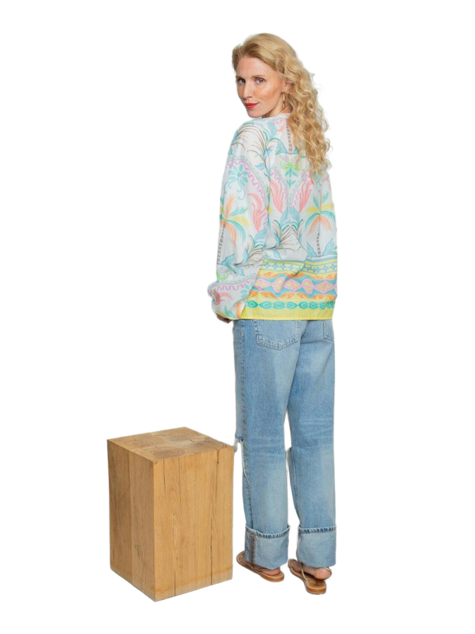 Emily Van Den Bergh Verspielte Bluse mit Palmendruck bei Robert Ley