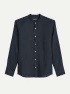 Marc O'Polo Leinenhemd mit Stehkragen 4131-Dark Navy bei Robert Ley