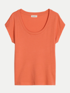 Marc O'Polo Basic T-Shirt mit weitem Rundhalsausschnitt 9326-Warm Orange bei Robert Ley
