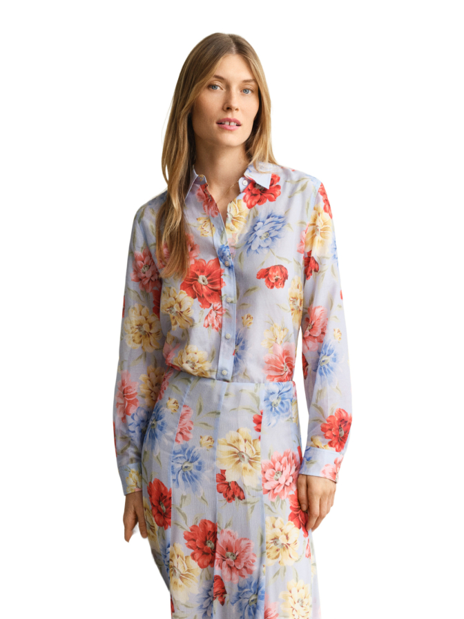 Gant Bluse mit Blumenprint aus Baumwoll-Seiden Mix bei Robert Ley