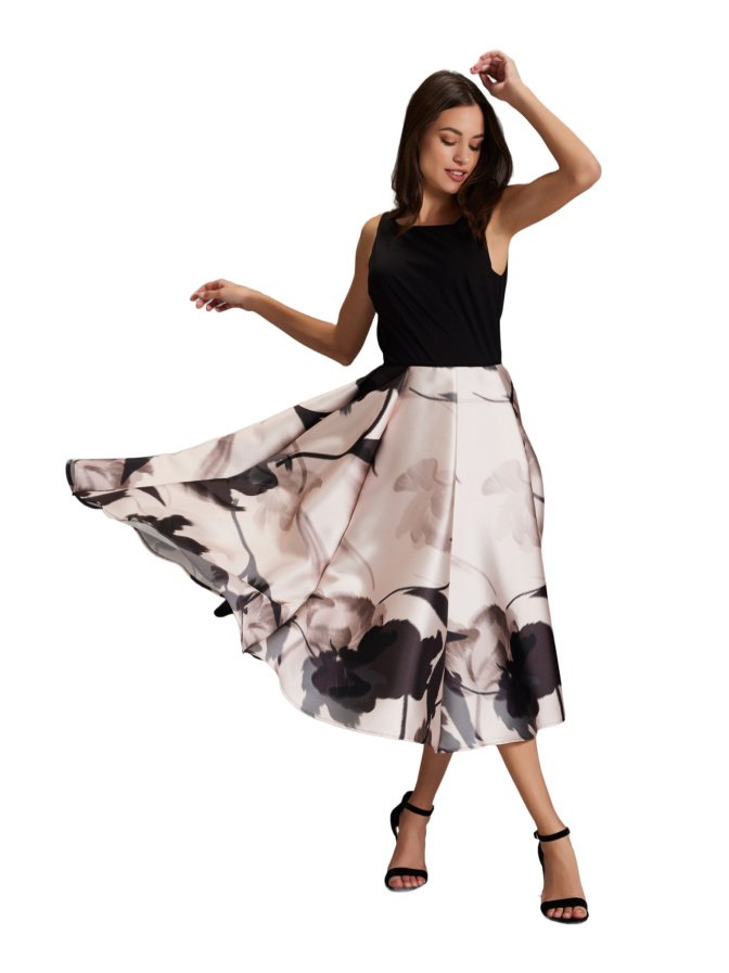 Swing Cocktail Kleid aus bedrucktem Twill bei Robert Ley