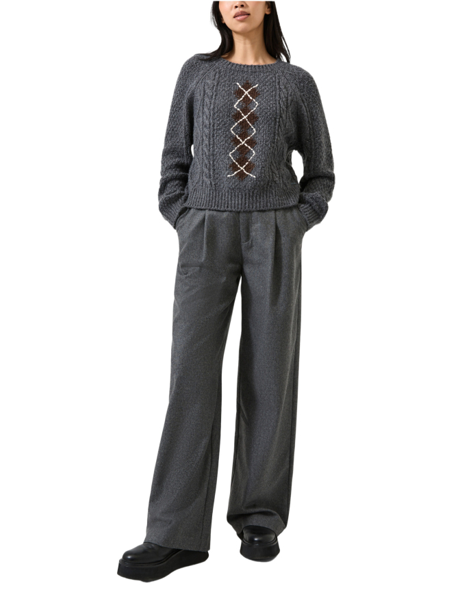 Q/S designed by Zopfstrickpulli mit Argyle-Detail bei Robert Ley
