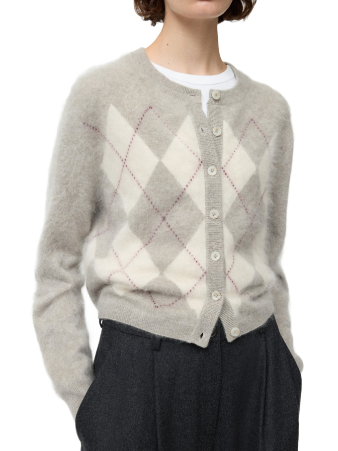 Soft Goat Kaschmir-Strickjacke mit Argyle-Muster bei Robert Ley