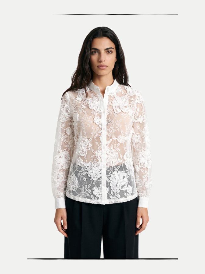 Milano Italy Spitzenbluse mit Pailletten bei Robert Ley