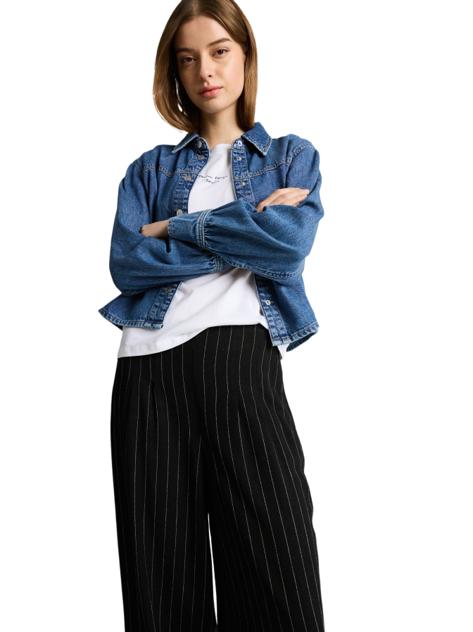 Tom Tailor Denim Wide- Leg Hose mit Leinenanteil bei Robert Ley