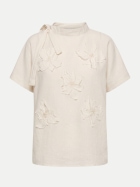 Peserico Bluse mit Blütenapplikation 141 white bei Robert Ley