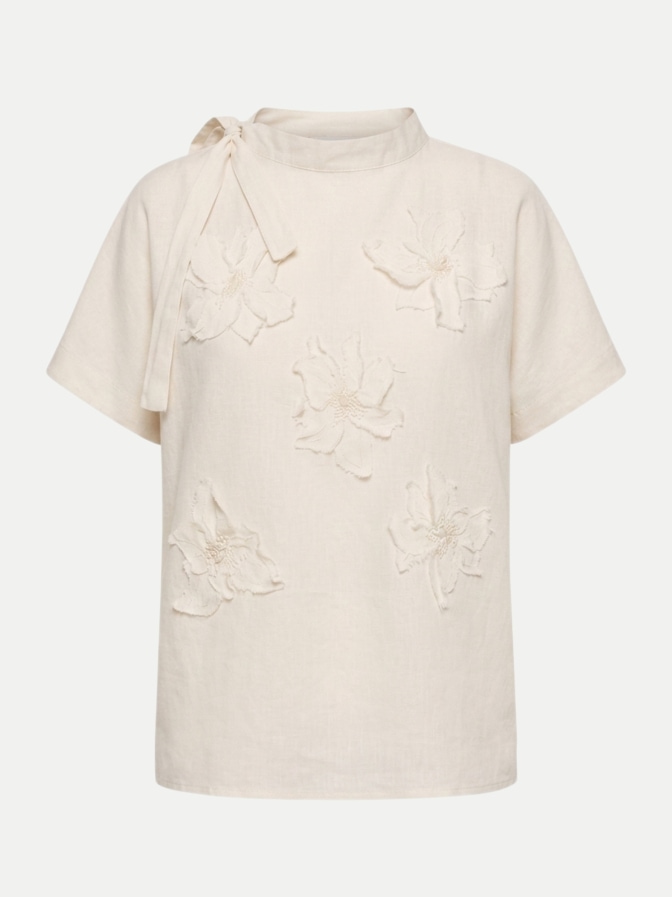 Peserico Bluse mit Blütenapplikation bei Robert Ley