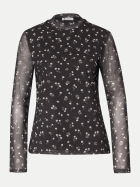 Street One Mesh-Shirt mit Floral-Muster 27874-black coffee bei Robert Ley