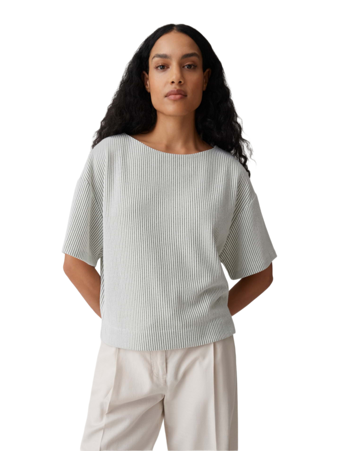 Opus Kurzarmsweatshirt Gauster mit dreidimensionaler Textur bei Robert Ley