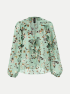 Marc Cain Bluse mit Blüten und Volants 505-silt green bei Robert Ley