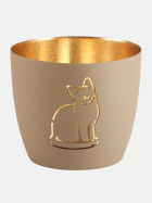 Giftcompany Madras Windlicht mit Motiv sandstone/gold-sandstone/gold Katze bei Robert Ley