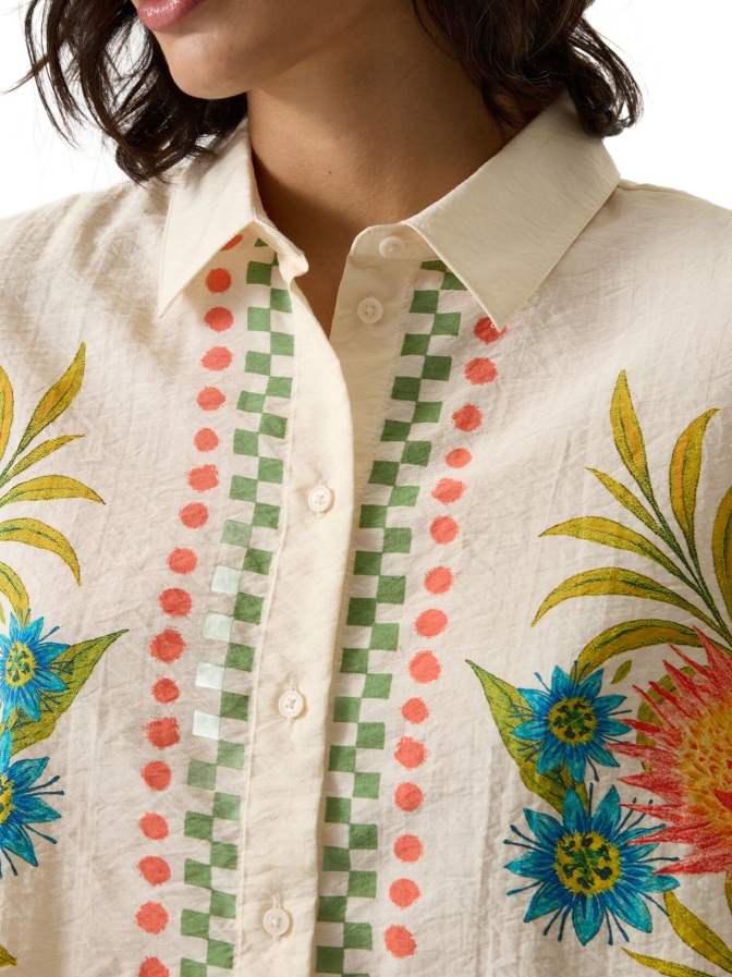 Garcia Kurzarm-Bluse mit Allover-Print bei Robert Ley