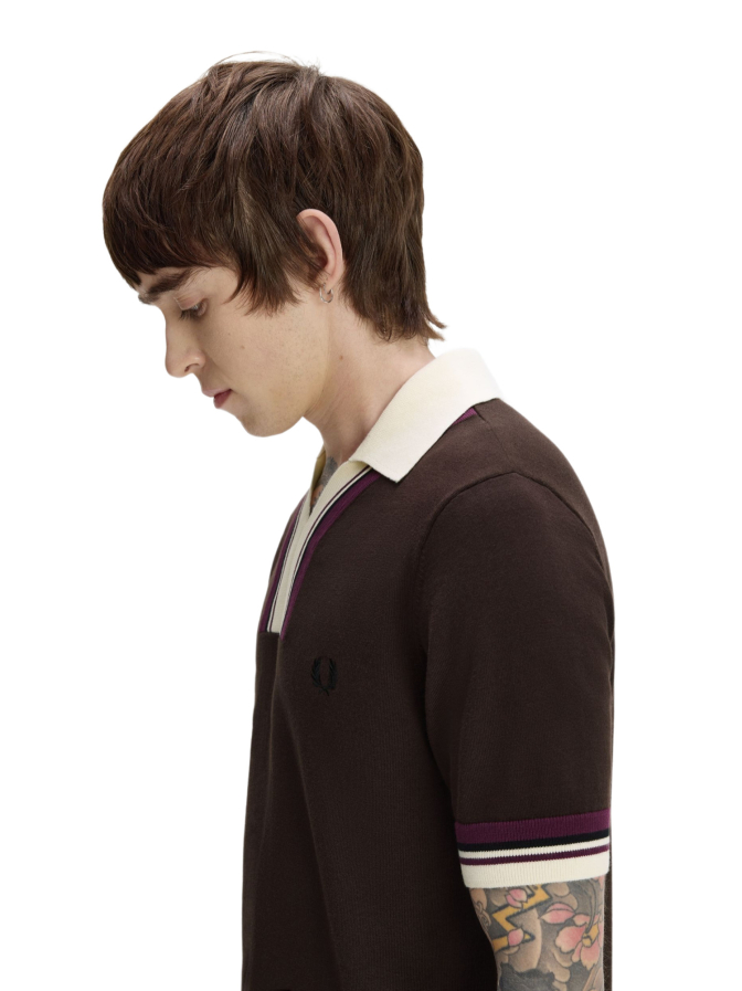 Fred Perry Strickshirt mit offenem Kragen bei Robert Ley