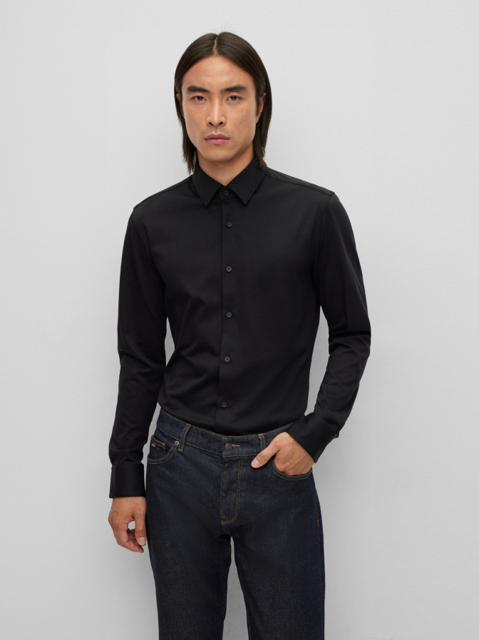 BOSS Black Hemd aus Baumwoll-Jersey mit Performance-Stretch bei Robert Ley