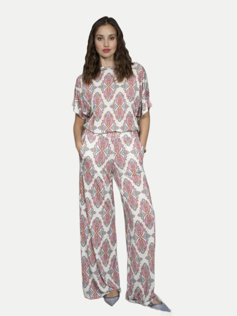 Marivie Wide-Leg Hose mit Allover-Print bei Robert Ley