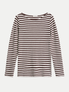 Marc O'Polo Langarmshirt Gestreift mit U-Bootausschnitt 7030-Dark Red_Multi_05 bei Robert Ley