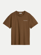 Marc O'Polo DENIM Basic-T-Shirt mit  Logo-Stickerei 1624-Umbra Brown bei Robert Ley