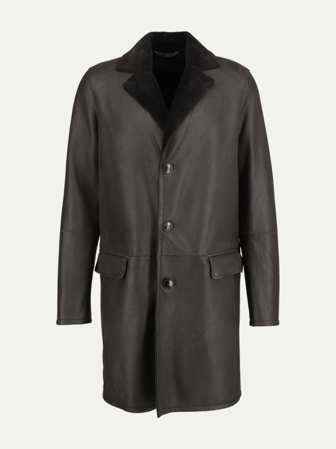 Manzoni 24 Ledermantel mit Lammfell bei Robert Ley