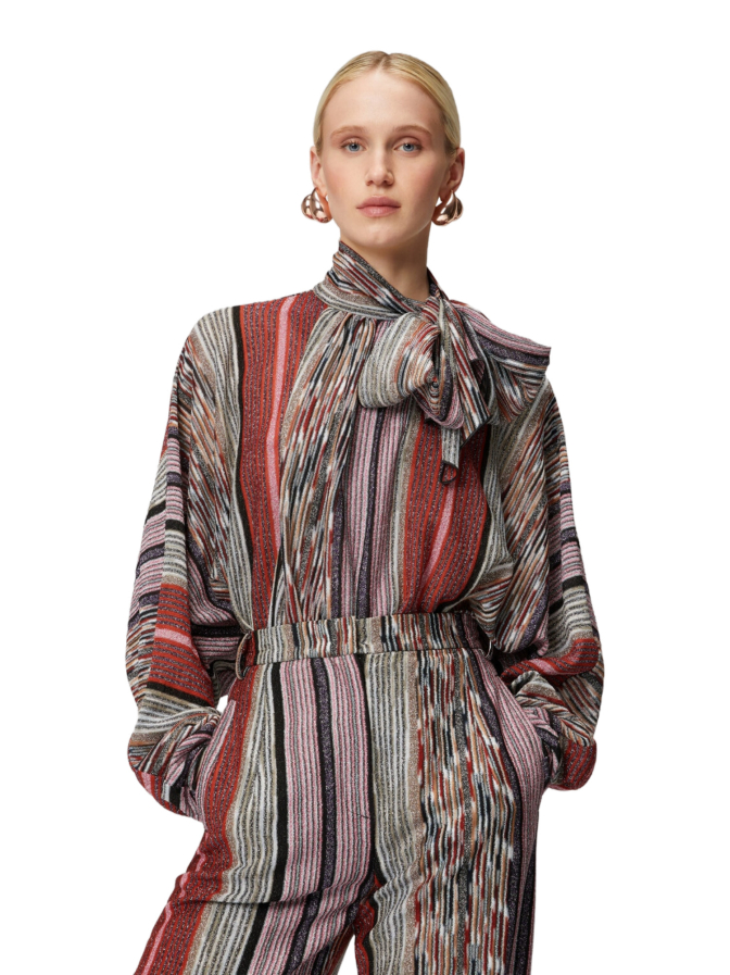 MISSONI Lamé-Viskosebluse mit Schalkragen bei Robert Ley