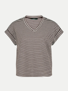 Zero Gestreiftes T-Shirt mit V-Ausschnitt 7810-Brown/White bei Robert Ley