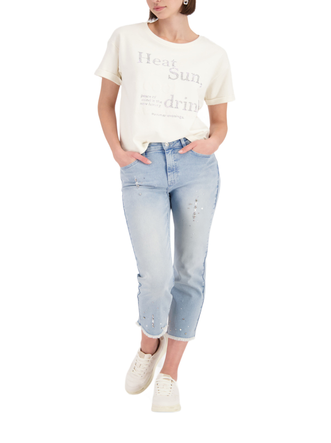 Monari Kurzarm Sweatshirt mit Schriftzug bei Robert Ley